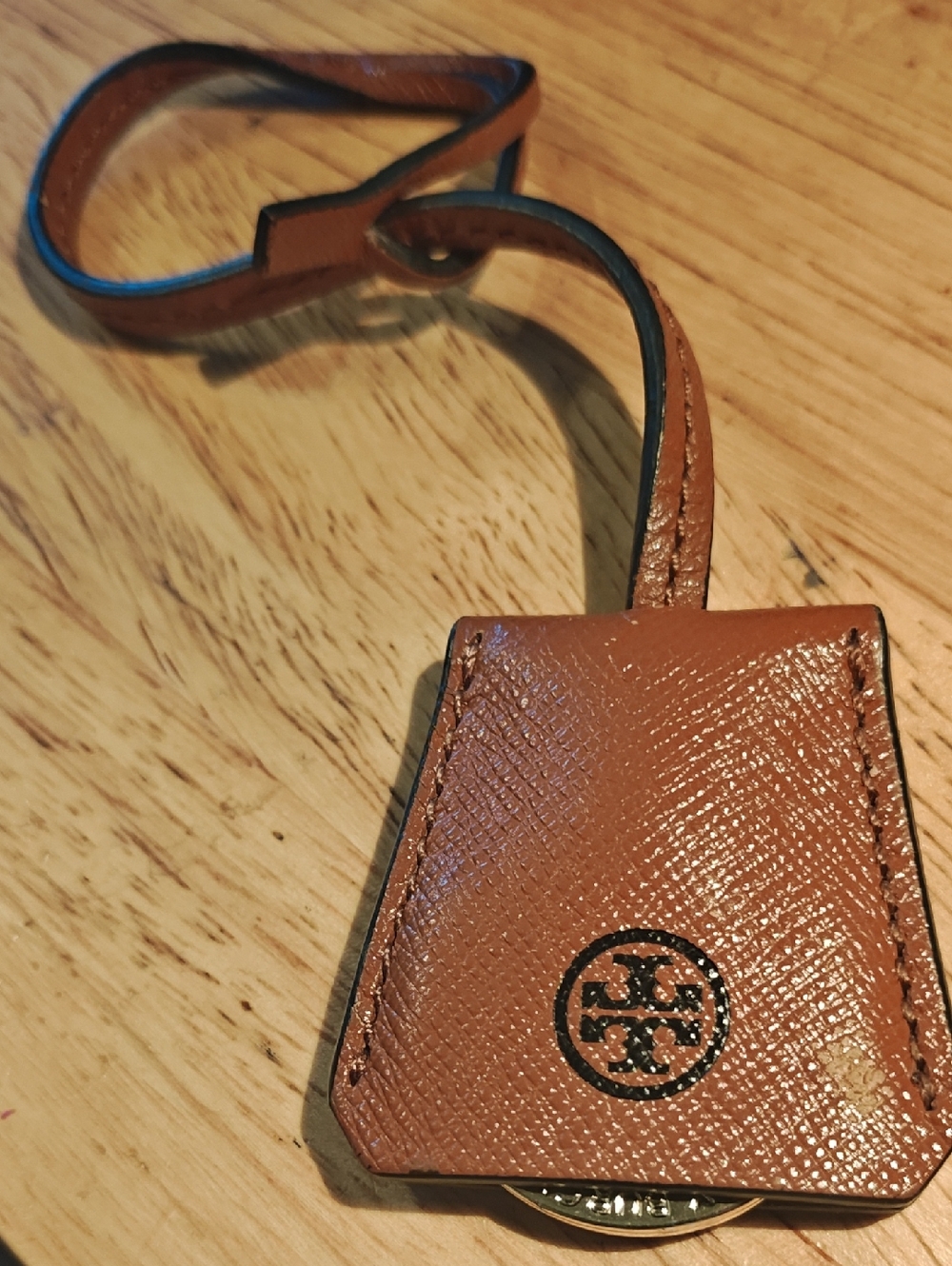 Tory Burch Tan Leather Logo Key Fob Strap